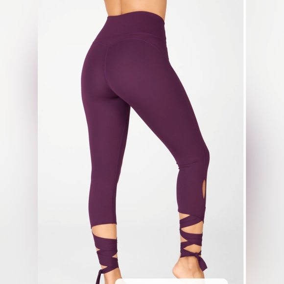 Fabletics High-Waisted PureLuxe Tie-Up Leggings Purple Plum Size X-Small - Picture 2 of 14